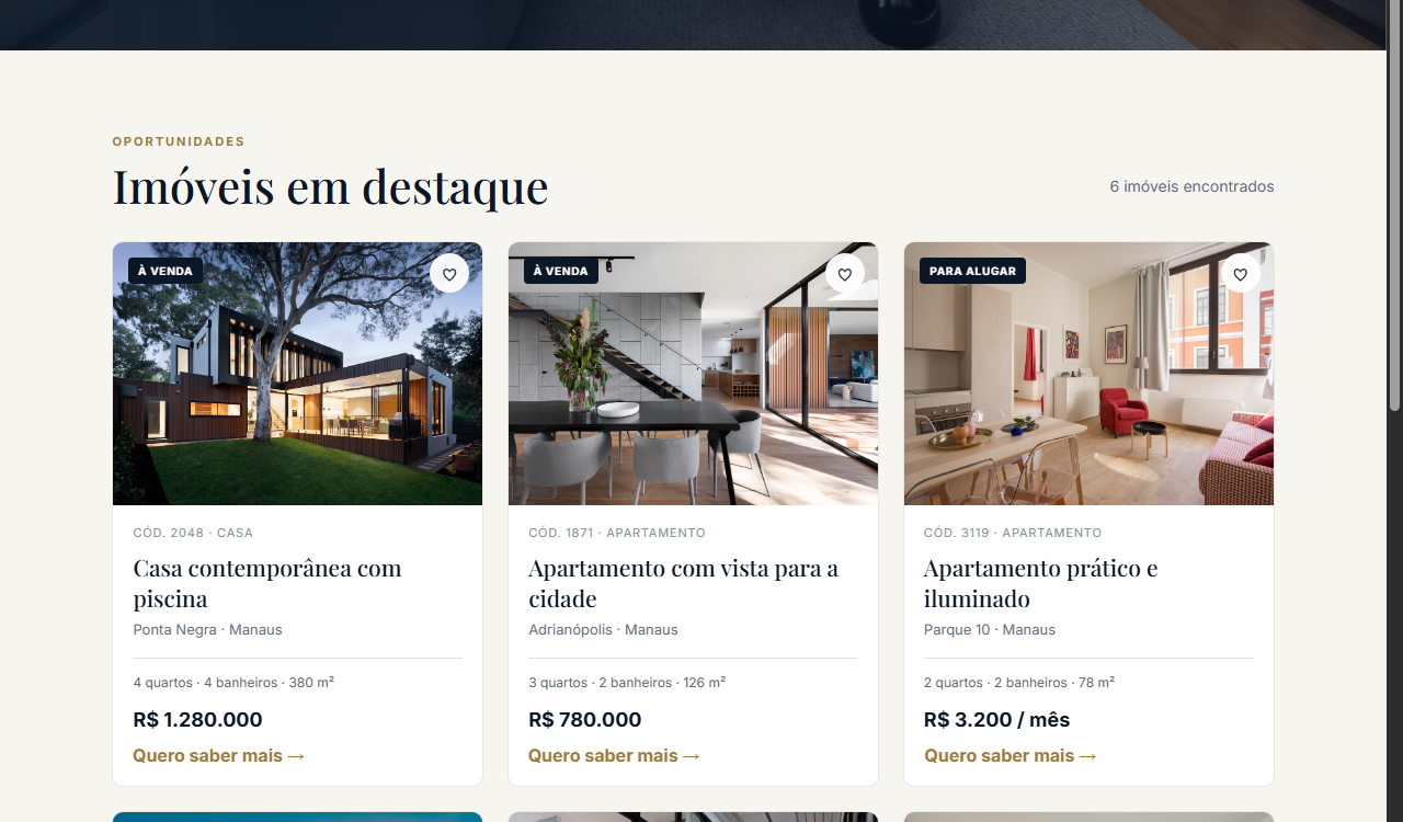 Print do Sistema de Imóveis - Vitrine e Catálogo de Oportunidades